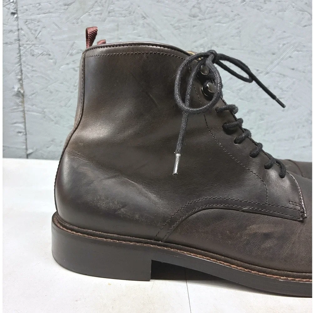 Aston Grey Biressa Cap Toe Lace Up Boots Mens 11 Dark Brown Leather Work